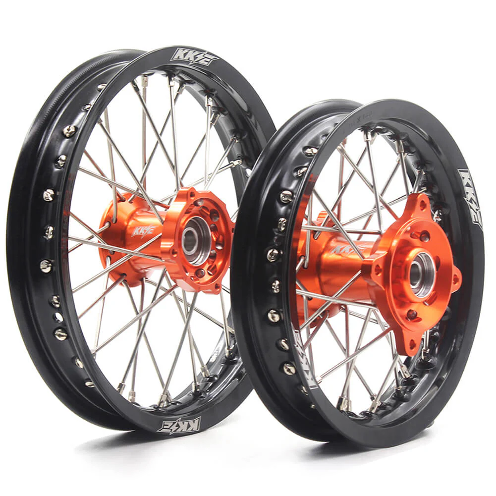 KKE 12/10 MIni Kid's Wheels For KTM SX50 2014-2023 GAS GAS MC50 2021-2023 Dirtbikes Orange Hub - Image 3