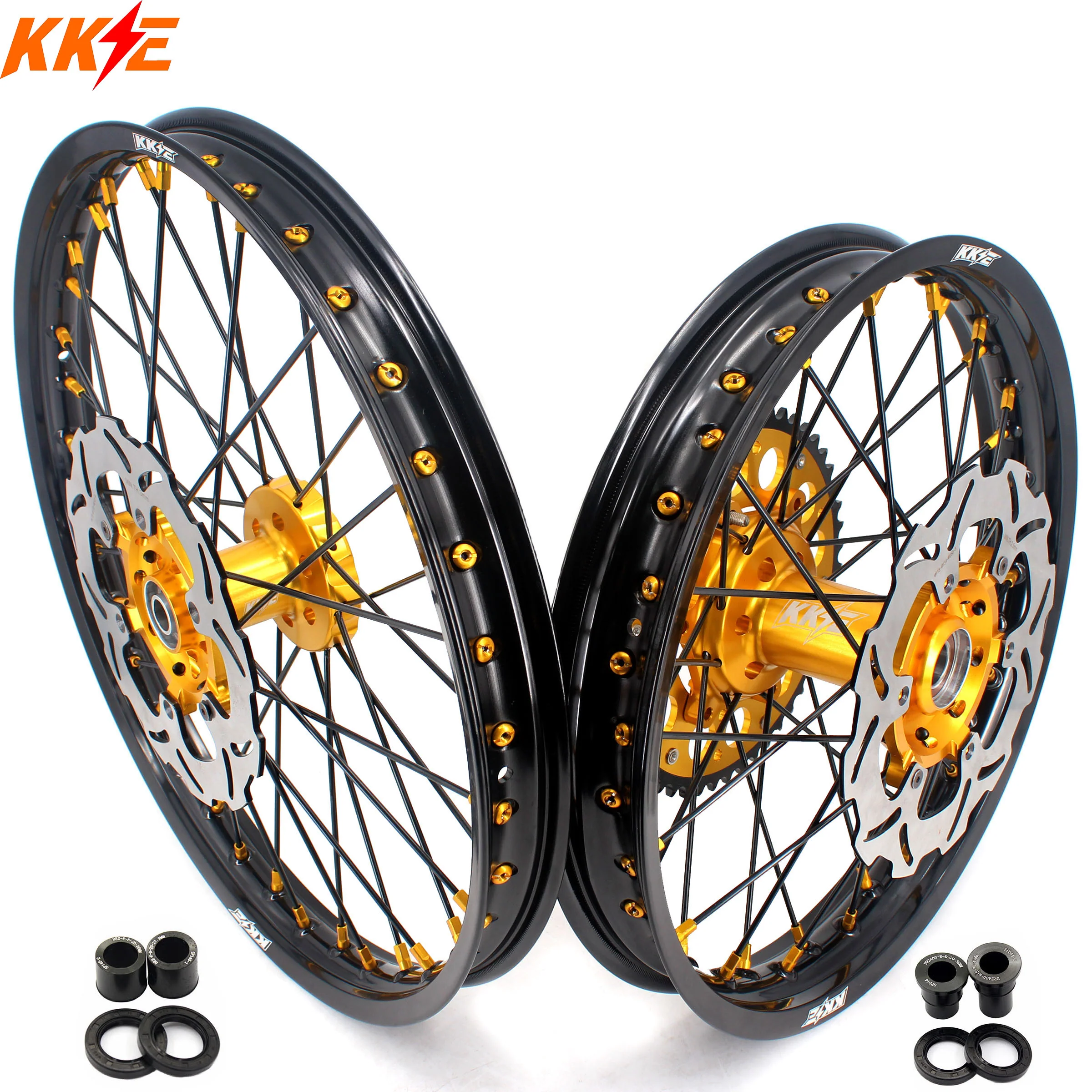 KKE 21 & 18 Off Road Rims For SUZUKI DRZ400 DRZ400E DRZ400S Gold - Image 25