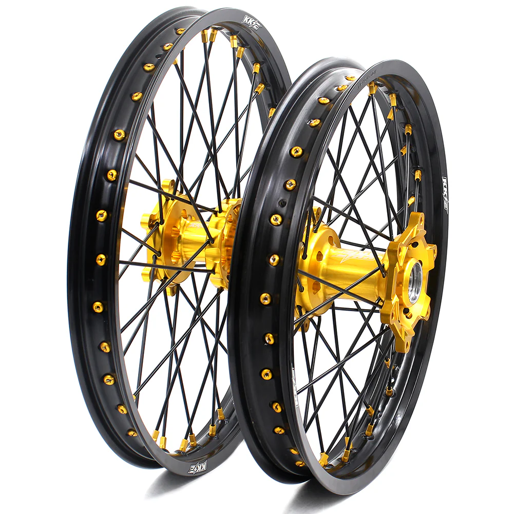KKE 21 & 18 Off Road Rims For SUZUKI DRZ400 DRZ400E DRZ400S Gold - Image 3