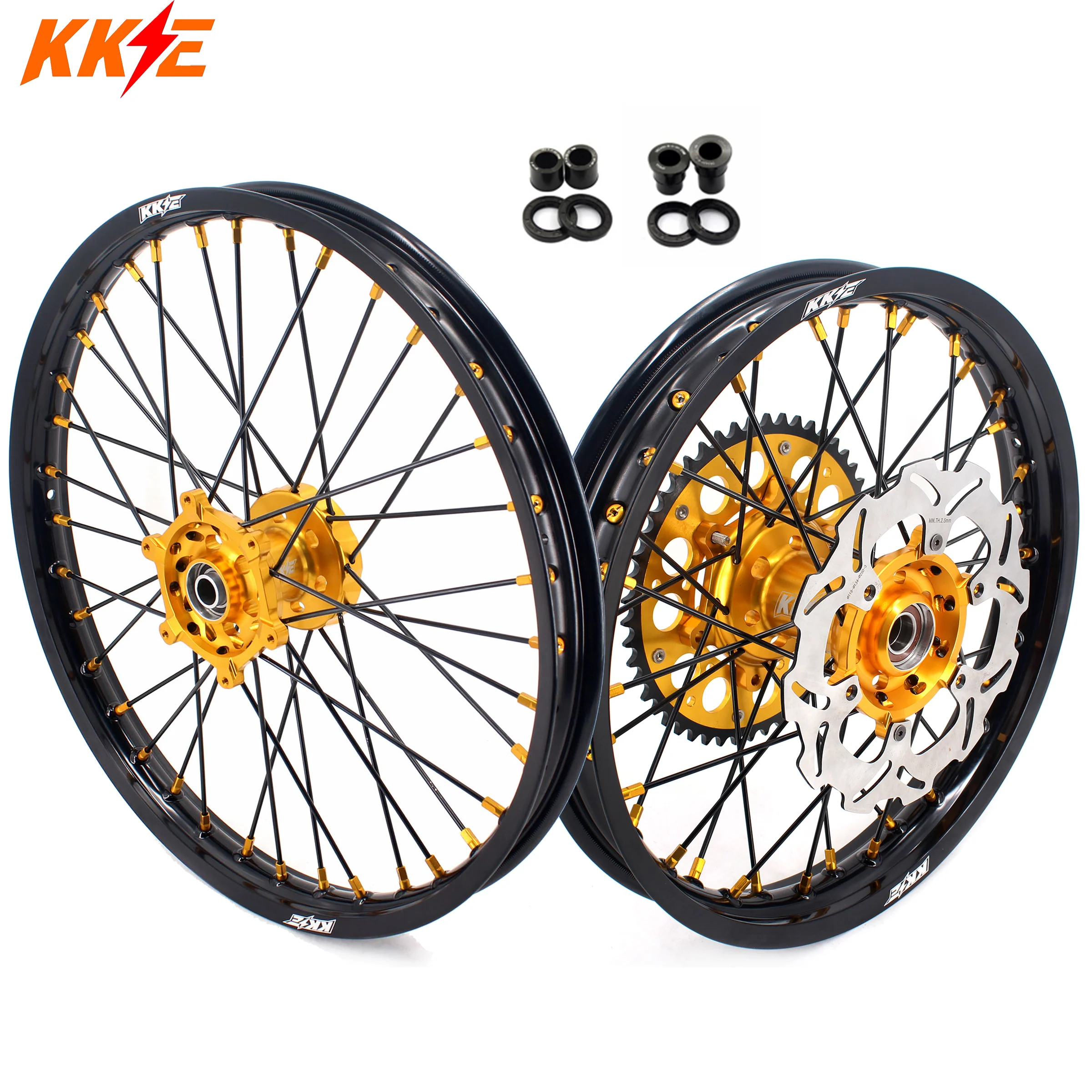 KKE 21/18 Enduro Off Road Wheels For SUZUKI DRZ400SM 2005-2024 Gold Nipples - Image 14
