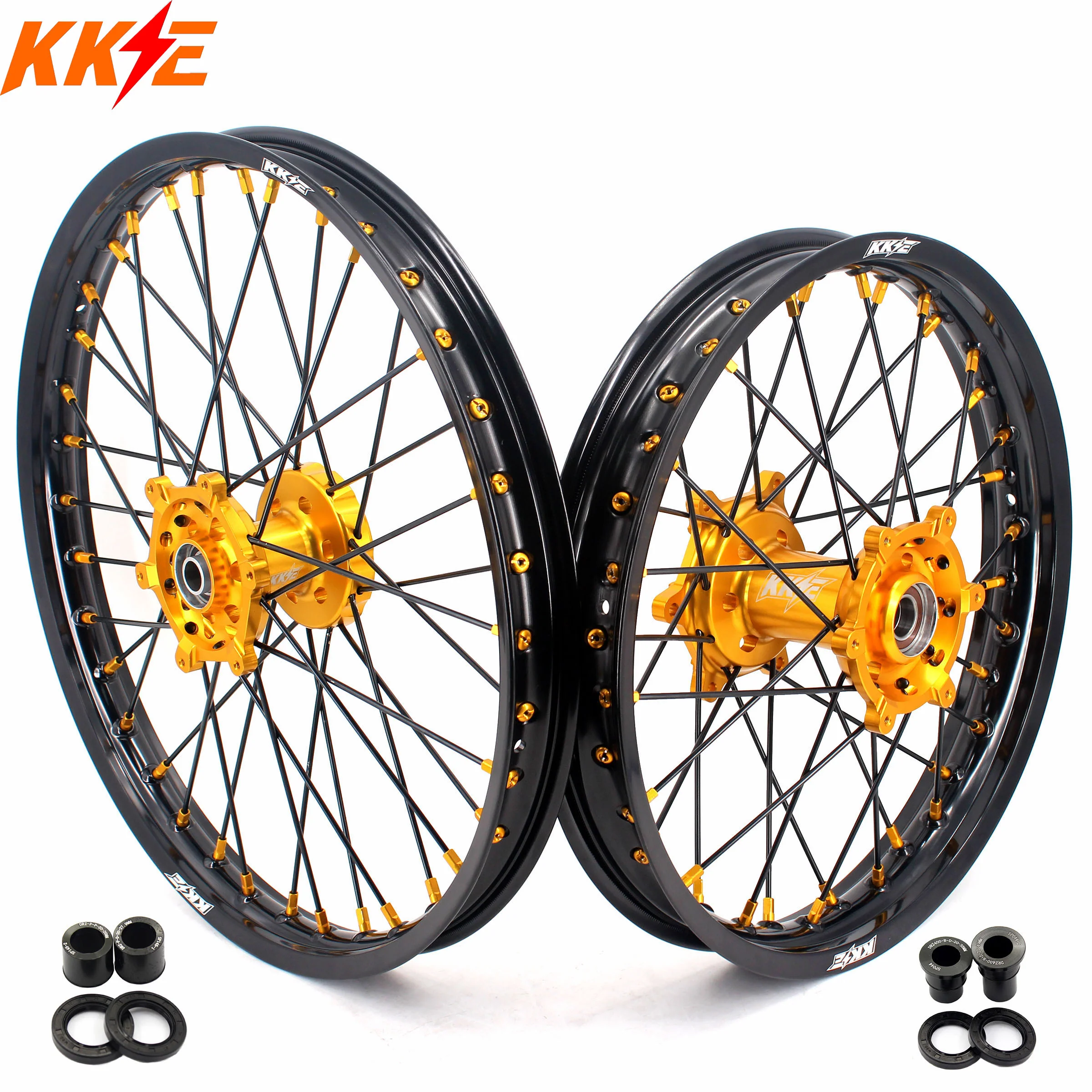 KKE 21/18 Enduro Off Road Wheels For SUZUKI DRZ400SM 2005-2024 Gold Nipples - Image 21