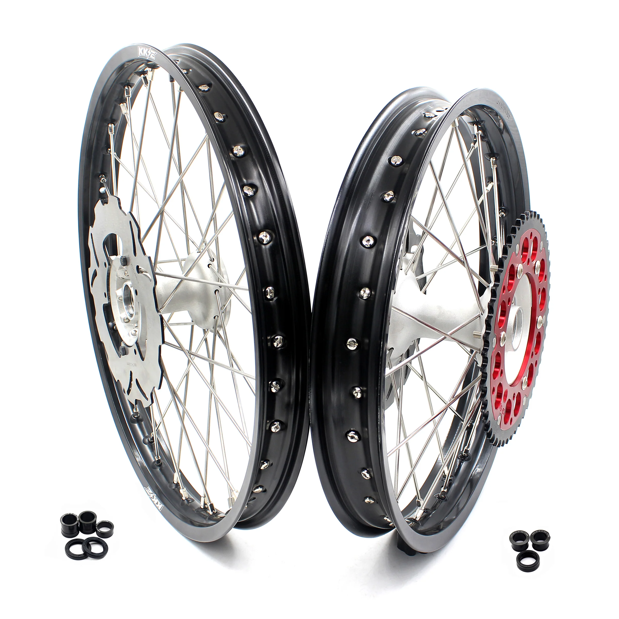 KKE 21" 19" MX Casting Alloy Wheels For HONDA CRF250R CRF450R CR125R CR250R 2002-2013 Silver&Black - Image 13