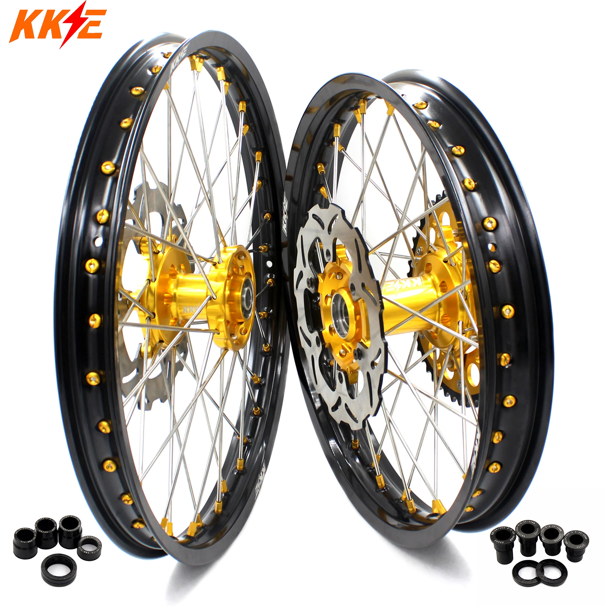 KKE 21 & 19 MX Dirt Bikes Rims For SUZUKI RM125 RM250 1996-2000 Gold Nipples - Image 14