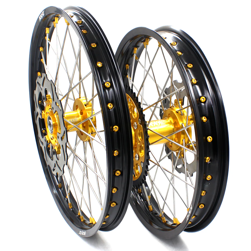 KKE 21 & 19 MX Dirt Bikes Rims For SUZUKI RM125 RM250 1996-2000 Gold Nipples - Image 15