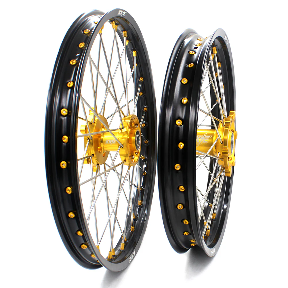 KKE 21 & 19 MX Dirt Bikes Rims For SUZUKI RM125 RM250 1996-2000 Gold Nipples - Image 3