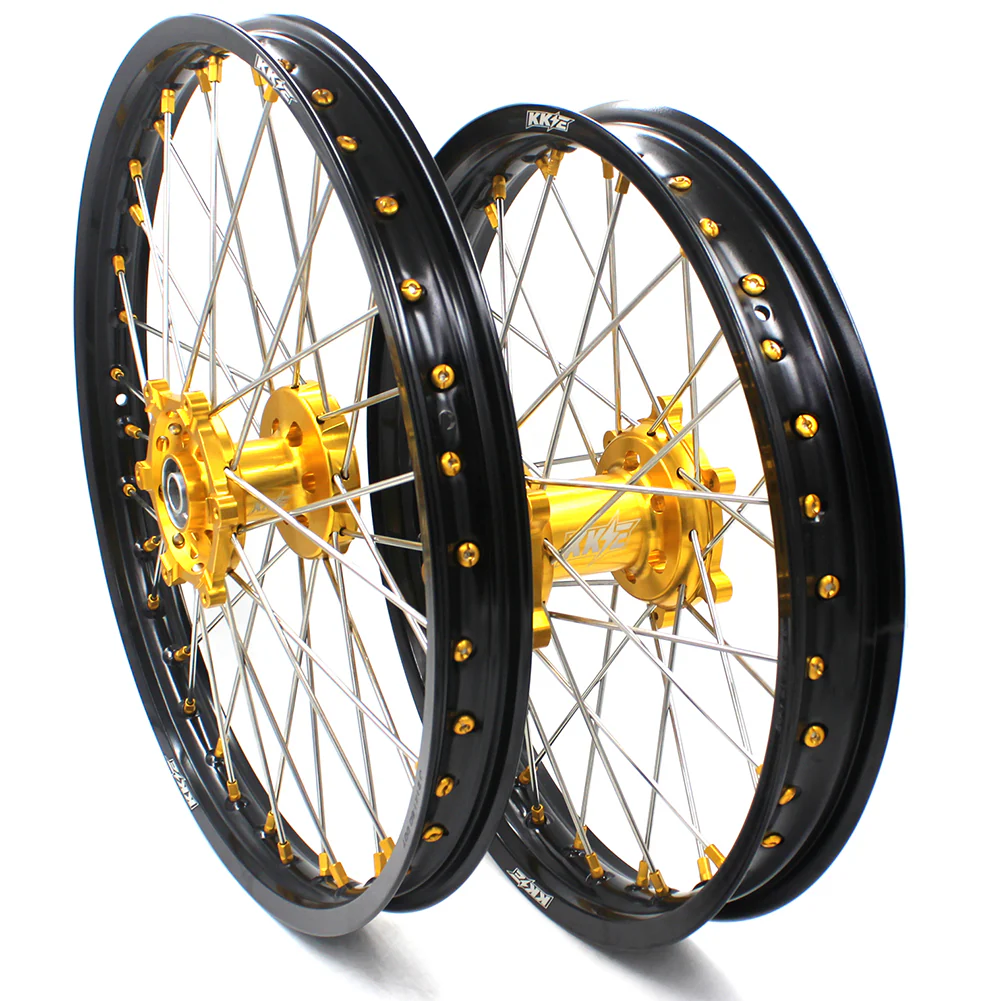 KKE 21 & 19 MX Dirt Bikes Rims For SUZUKI RM125 RM250 1996-2000 Gold Nipples - Image 4