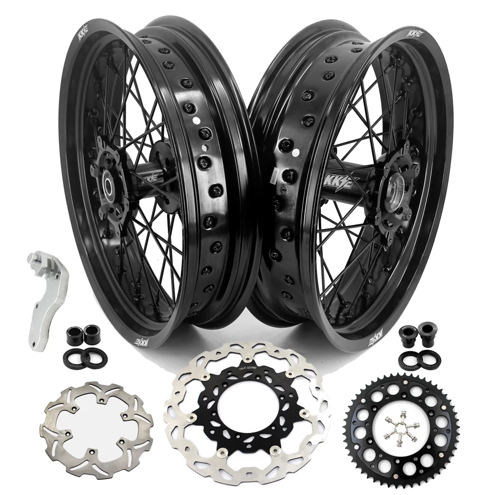 KKE 3.5/4.25*17" Supermoto Wheels For SUZUKI DRZ400 DRZ400E DRZ400S All Black - Image 13