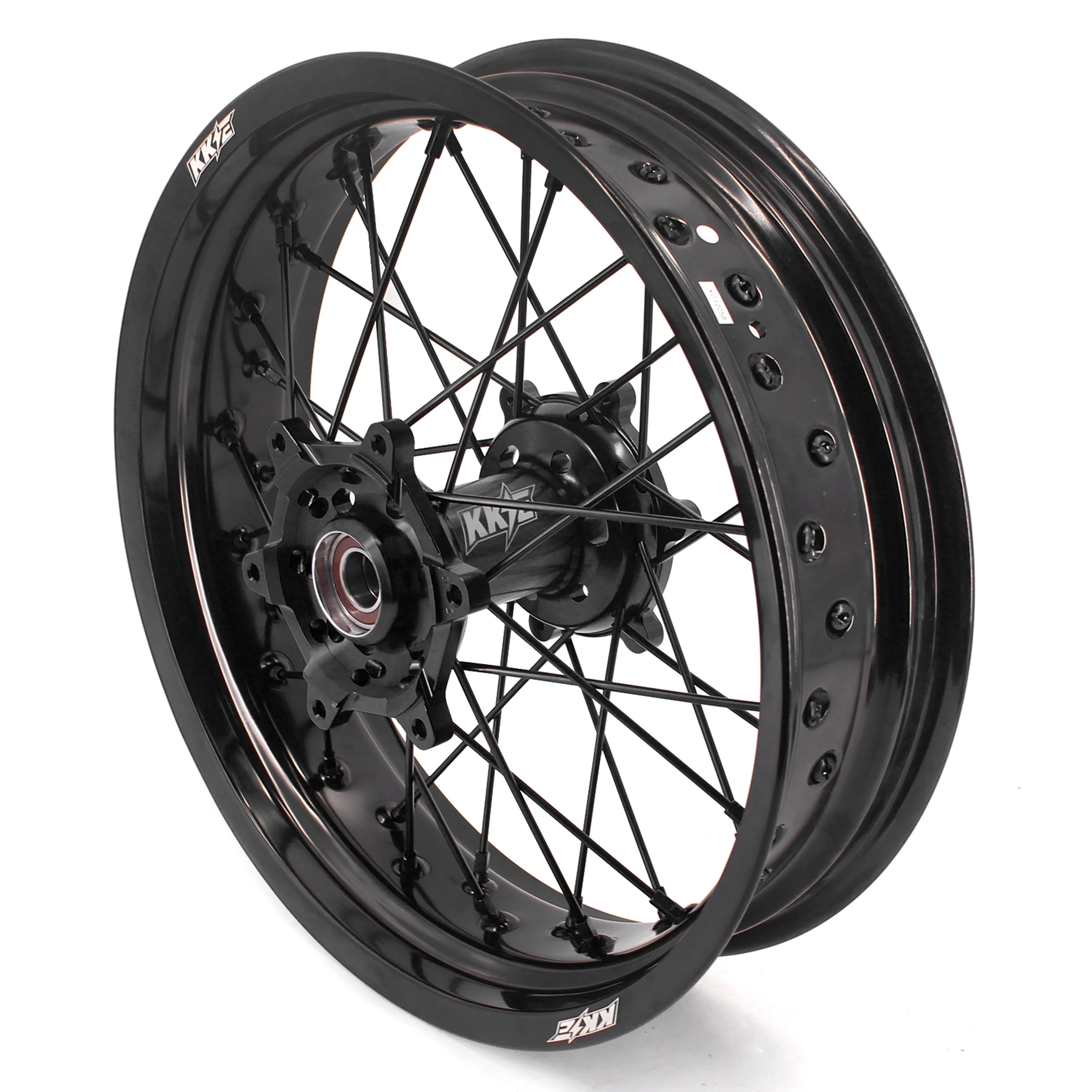 KKE 3.5/4.25 Supermoto Spked Wheels For SUZUKI DRZ400SM 2005-2024 All Black - Image 10