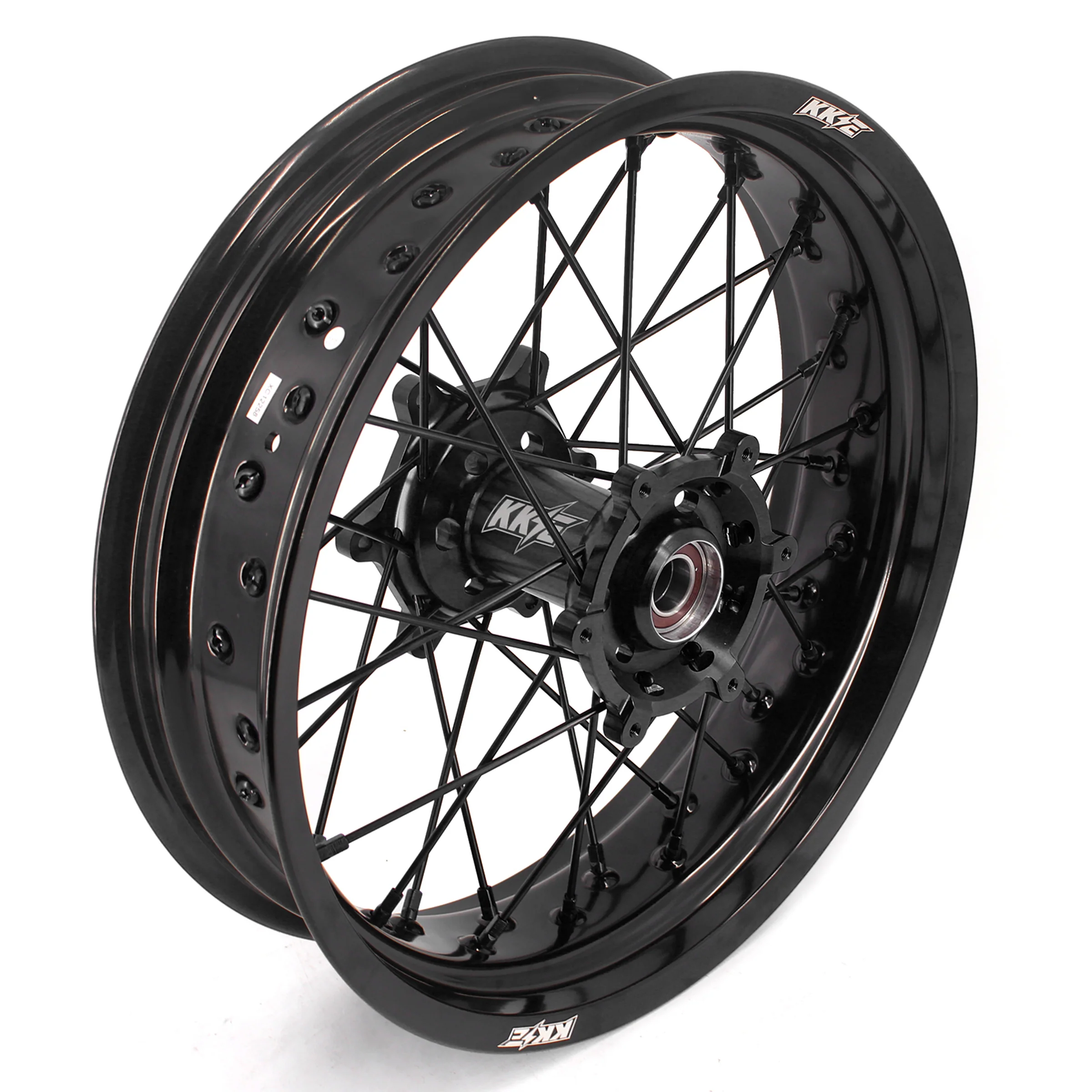 KKE 3.5/4.25 Supermoto Spked Wheels For SUZUKI DRZ400SM 2005-2024 All Black - Image 8