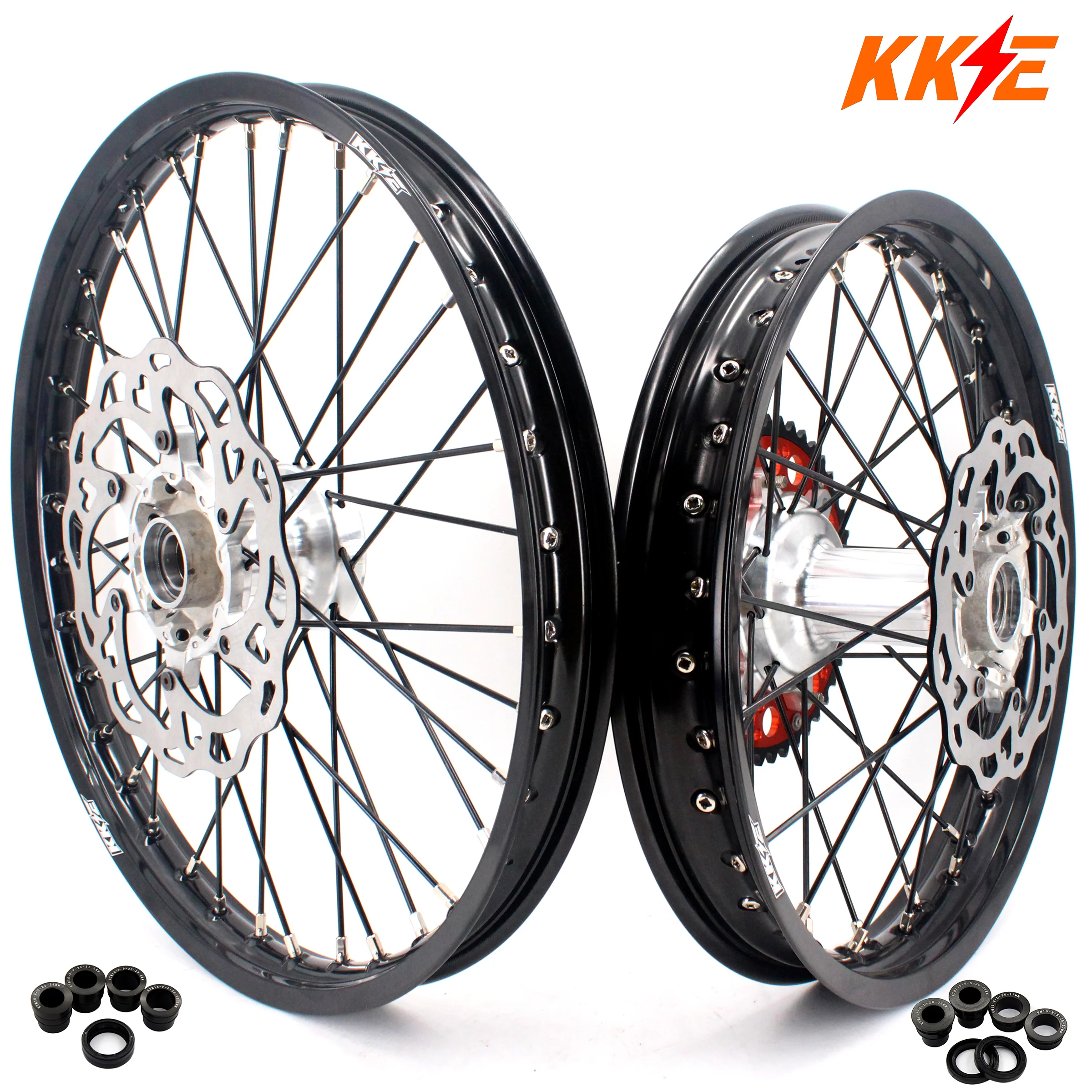 KKE 21/18 New Generation Cast Hub Billet Wheels Fit For KTM EXC XC-W XCF-W EXC-F 2003-2025 Black Spokes - Image 5
