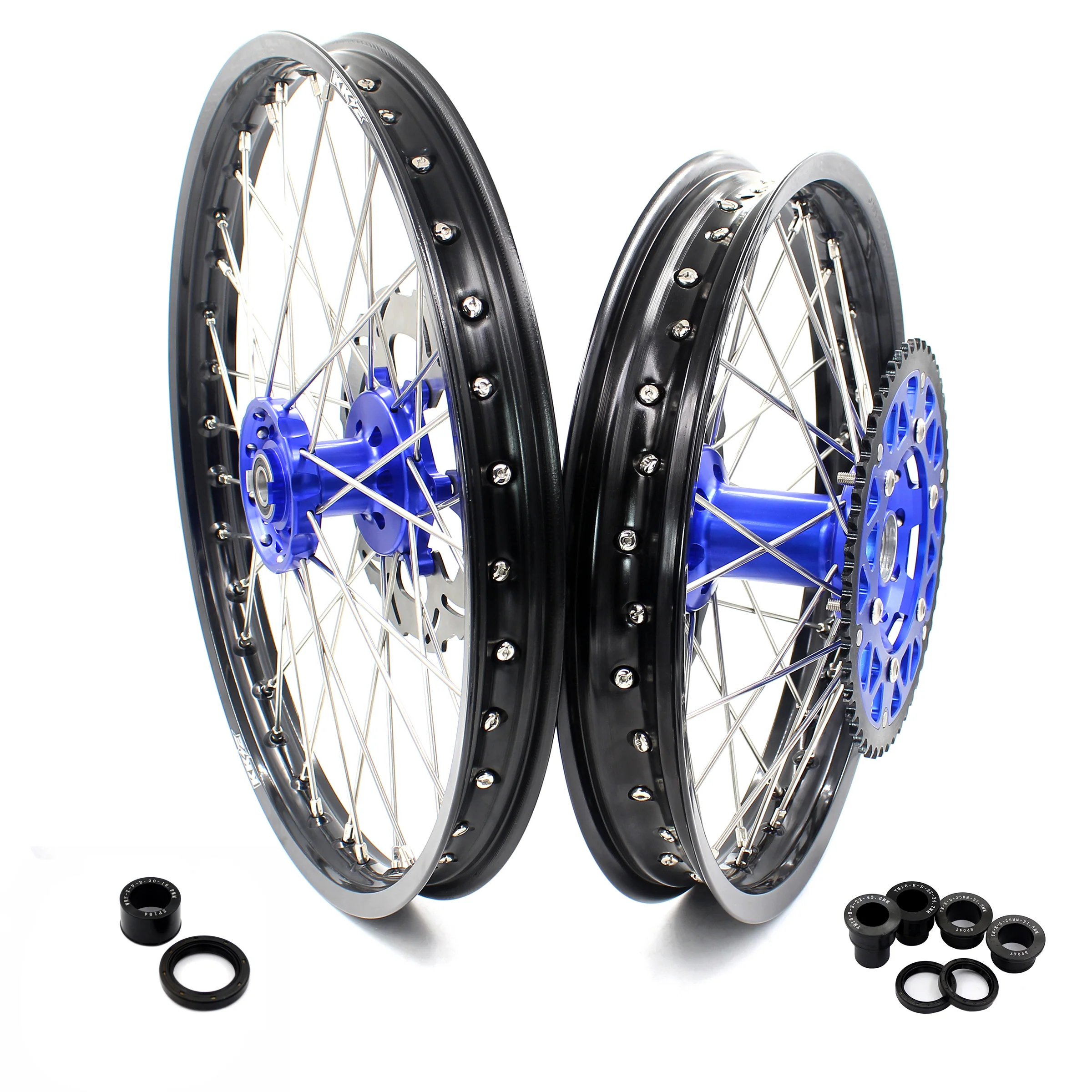 KKE 21 & 18 Enduro Wheels for YAMAHA WR250F 2001-2016 WR450F 2003-2015 Blue&Black 250mm Disc - Image 13