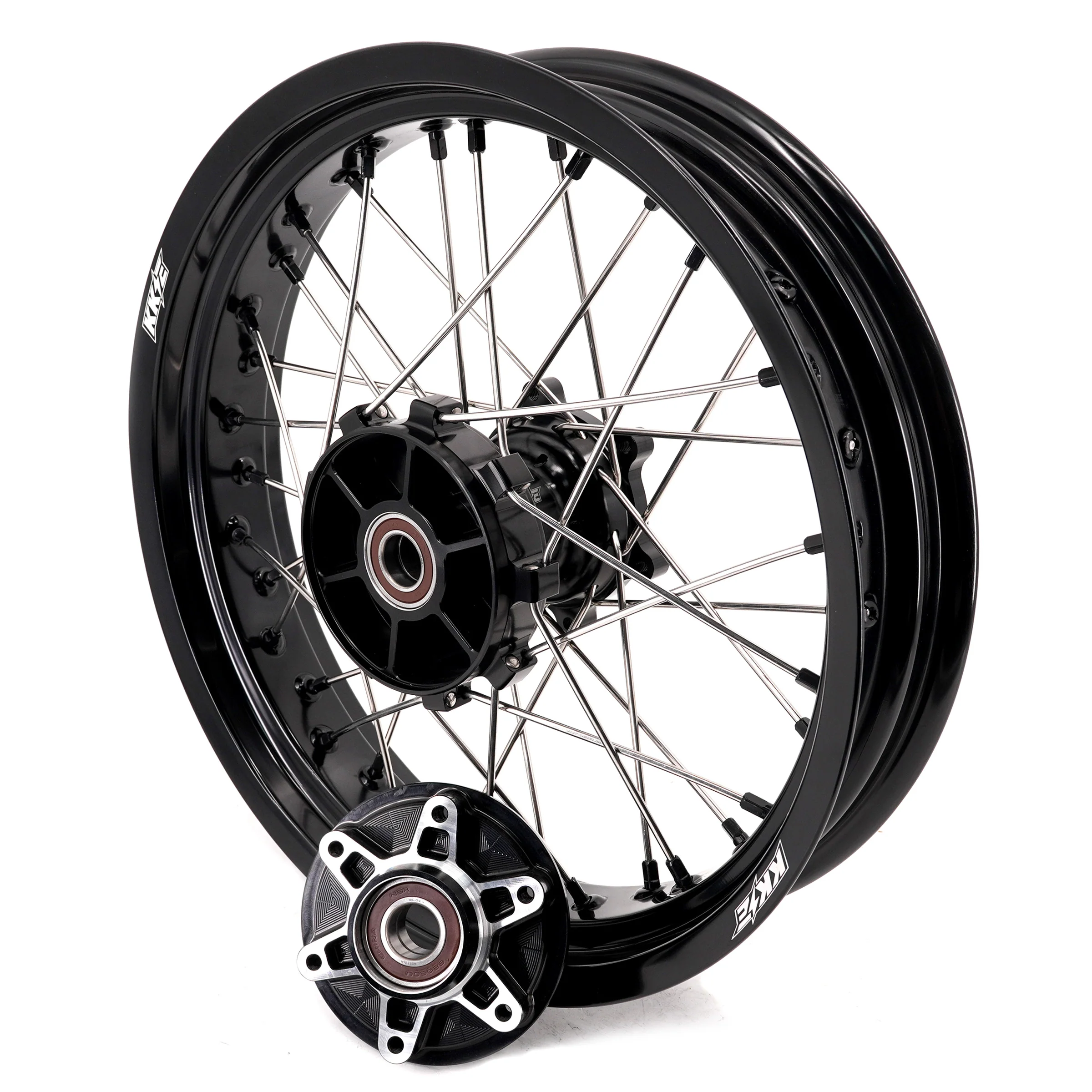 KKE 2.5*19 & 3.5*17 Dirtbike Tubed Spoke Wheels Rims Fit KTM 390 Adventure 2020-2021 Black - Image 11