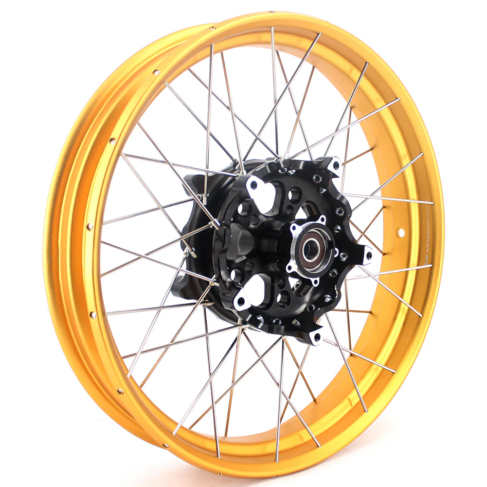 VMX 19" 17" Tubeless Wheels For BMW R1200GS R1200GS Adventure 2013-2020 Black Hub & Gold Rim - Image 3